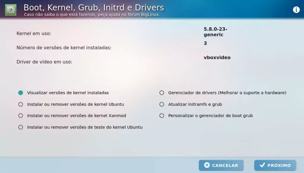 Gerenciar Boot, Kernel e Drivers