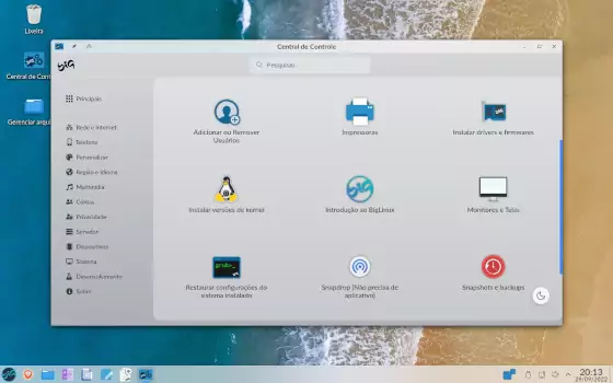 Desktop New exibindo o menu